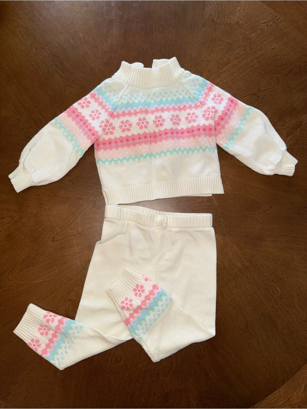 Janie and Jack Cream Knit Sweater & Pants Set